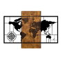 Wallity World Map With Compass - Accesorio de Pared Decorativo de Madera